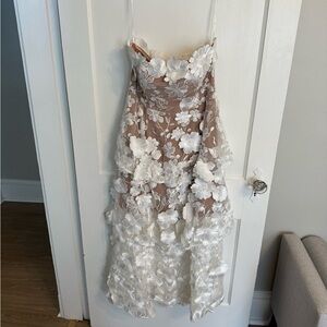 Elliatt Selene Strapless 3D Floral Lace Tiered Maxi Dress